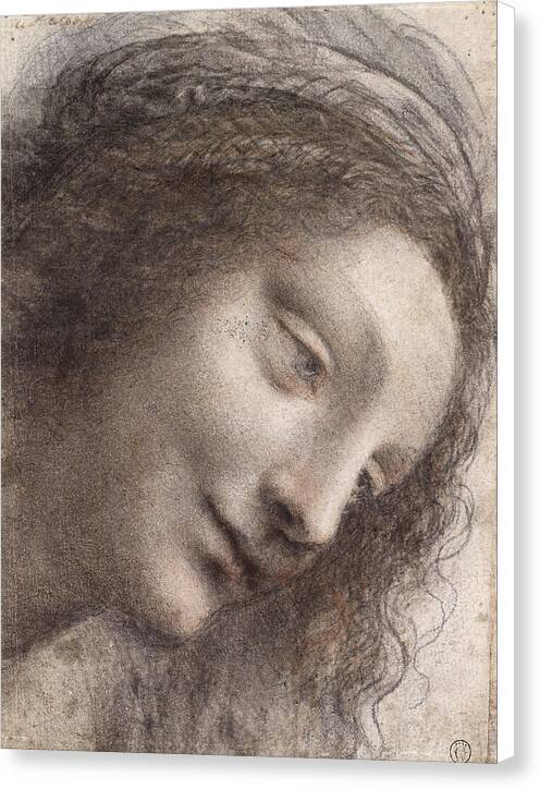 The Head of the Virgin in Three-Quarter View Facing Right - Canvas Print