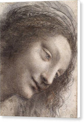 The Head of the Virgin in Three-Quarter View Facing Right - Canvas Print