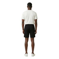 Image 3 : Détail du logo brodé The North Face blanc sur bermuda homme noir en jersey de coton — Delvale