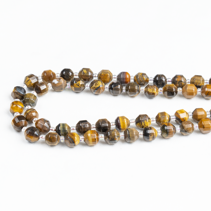 Tiger eye Faceted Prism Cut Beads For Jewelry Making