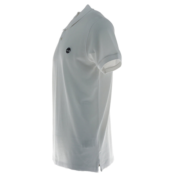 Image 3 : Vue complète du polo piqué blanc Timberland homme, coupe ajustée, fond blanc — Delvale