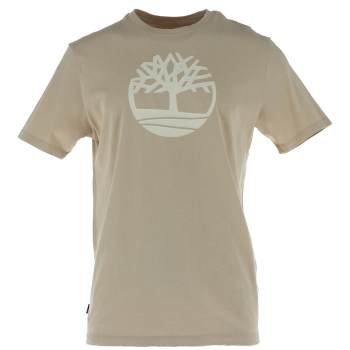 Image 5 : T-shirt Timberland homme noir, détail du motif logo arbre Timberland doré sur fond noir — Delvale