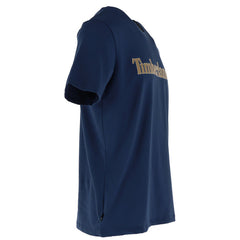 Image 3 : T-shirt Timberland homme bleu marine, vue de trois quarts, coupe régulière manches courtes — Delvale