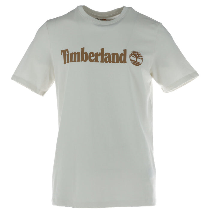 Image 4 : T-shirt Timberland homme bleu marine, détail de l'étiquette col intérieur, composition pur coton — Delvale