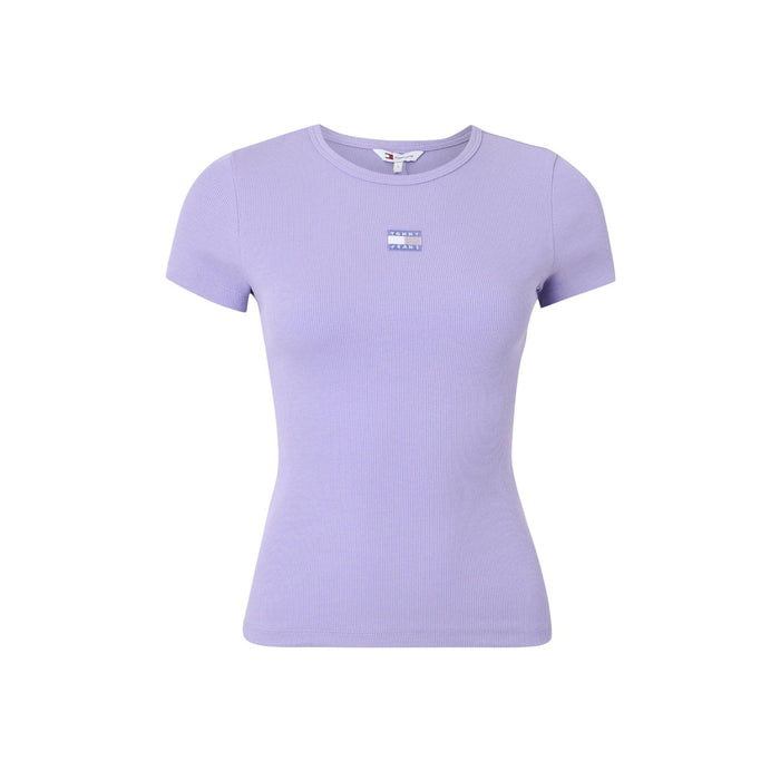 Image 1 : T-shirt Tommy Hilfiger Jeans femme lilas manches courtes col rond — delvale