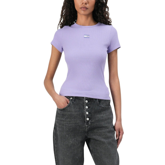 Image 2 : Détail col rond t-shirt Tommy Hilfiger Jeans lilas femme — delvale