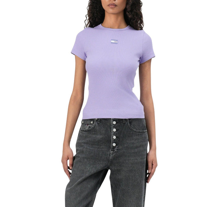 Image 3 : Vue dos t-shirt Tommy Hilfiger Jeans femme lilas coton — delvale