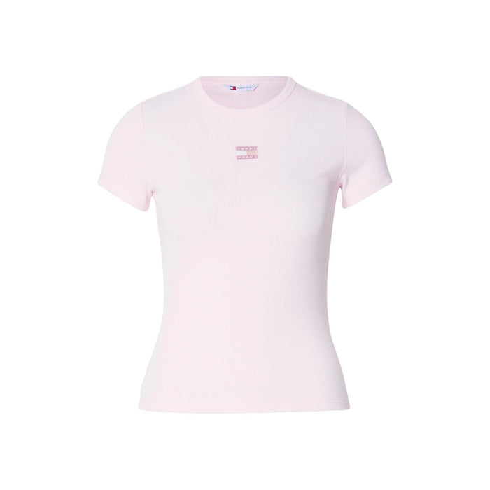 Image 4 : T-shirt Tommy Hilfiger Jeans lilas porté femme manches courtes — delvale
