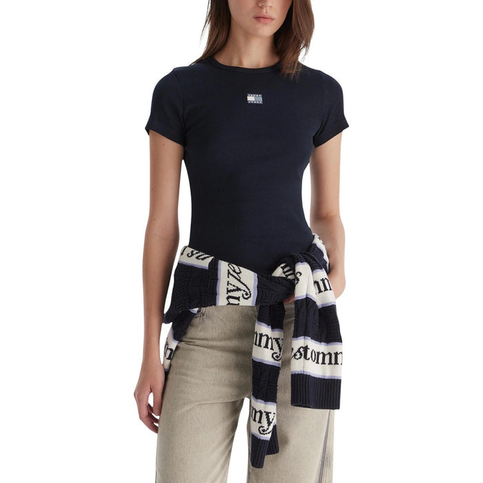 Image 5 : Détail matière coton t-shirt Tommy Hilfiger Jeans femme lilas — delvale