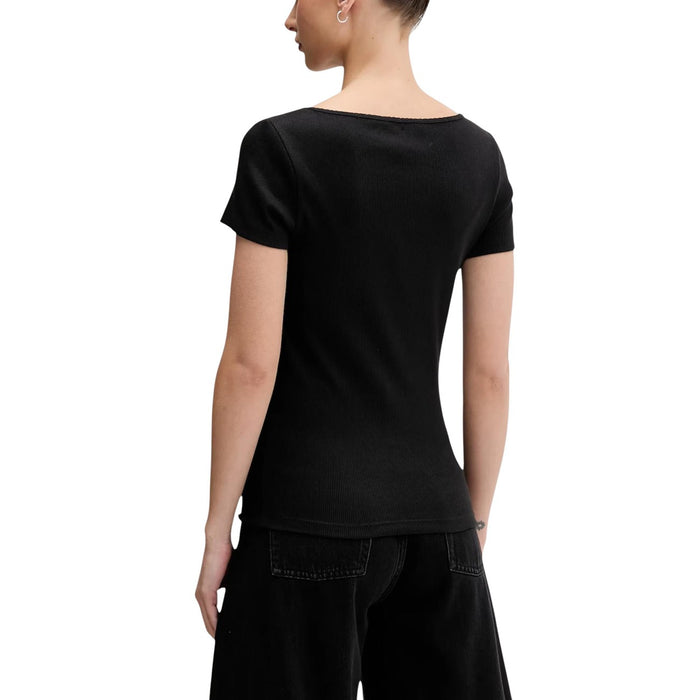 Image 3 : T-shirt femme noir Tommy Hilfiger Jeans avec encolure carrée et manches courtes — delvale