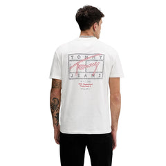 Image 2 : T-shirt Tommy Hilfiger Jeans blanc coton organique vue de face — Delvale