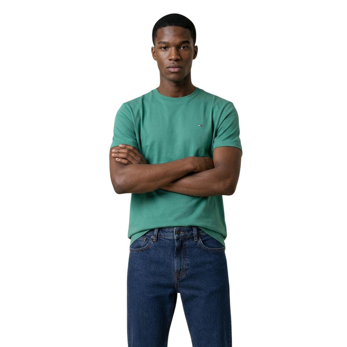 Image 6 : T-shirt blanc Tommy Hilfiger Jeans homme en coton organique, vue de profil — Delvale