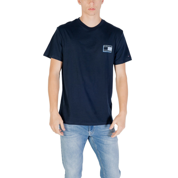 Image 1 : T-shirt Tommy Hilfiger Jeans homme bleu en coton organique, vue de face — Delvale