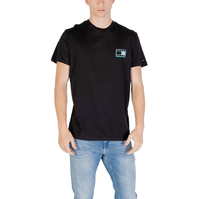 Image 5 : T-shirt Tommy Hilfiger Jeans homme bleu, détail du col rond et des finitions — Delvale