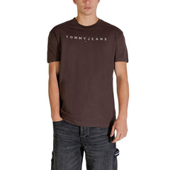 Image 1 : T-shirt Tommy Hilfiger Jeans homme marron en coton organique, encolure rond — Delvale