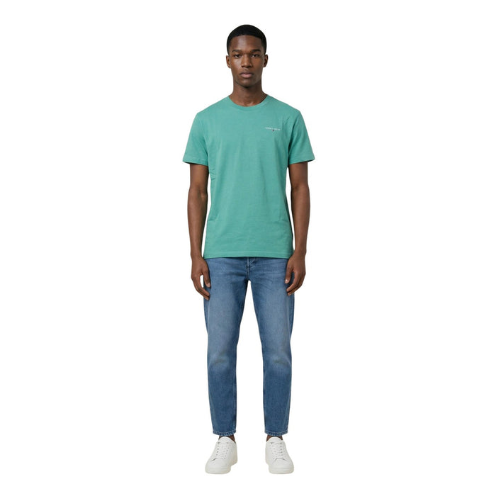 Image 2 : T-shirt Tommy Hilfiger Jeans homme vert, détail du col rond et des manches courtes — Delvale