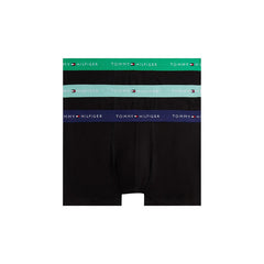 Image 1 : Lot de 3 boxers Tommy Hilfiger homme noirs avec ceintures logotées verte, menthe et bleu marine, vue de face — Delvale