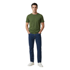 Image 4 : Vue trois quarts du t-shirt Tommy Hilfiger homme col rond vert kaki, coupe décontractée — Delvale