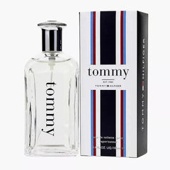 Tommy Hilfiger Tommy EDT Homme 100ml — flacon transparent bouchon T et coffret rayures marines