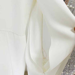 Trumpet Sleeved Jumpsuit White Heavy-duty Diamond Studded Jumpsuit Beaded One Piece Suit