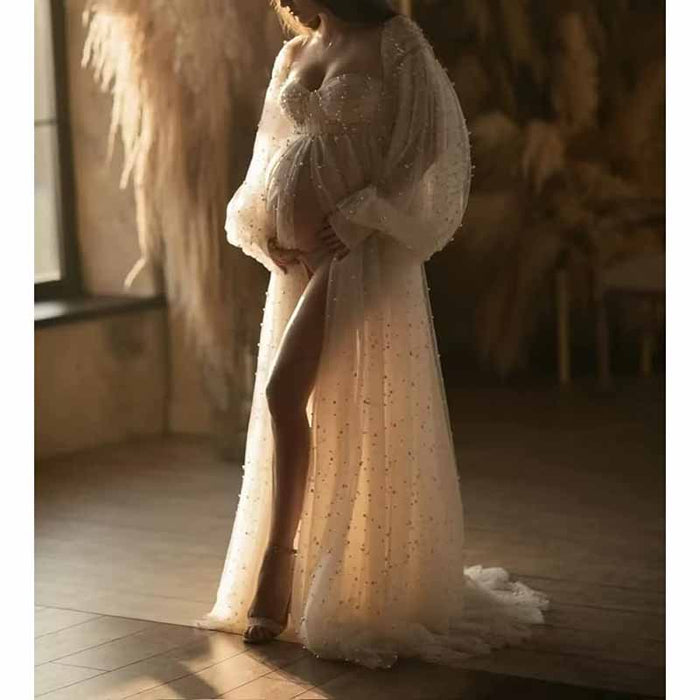 Tulle Dresses Puffy Off Shoulder Bridal Lingerie Pregnancy Gowns