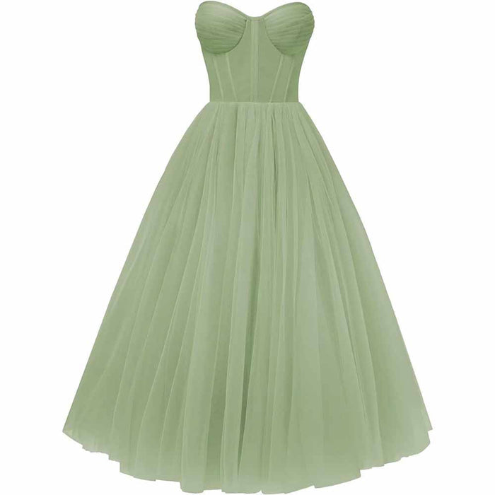 Tulle Prom Dresses Teens Ball Gown Corset Homecoming Dresses Tea Length Formal Cocktail Dress