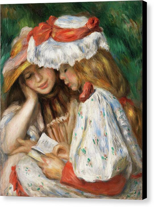Two Girls Reading - Canvas Print
