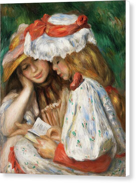 Two Girls Reading - Canvas Print
