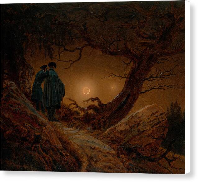 Two Men Contemplating the Moon - Canvas Print