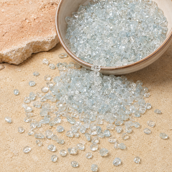Uncut Raw Aquamarine Crystal Chip Beads for Necklace (Protection and Anxiety Relief)