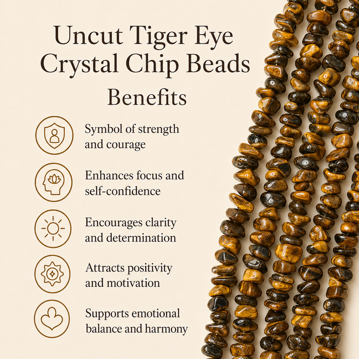 Uncut Raw Tiger Eye Crystal Chip Beads for Necklace (Creativity and Intuition)