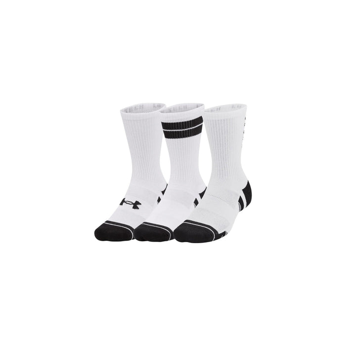 Image 1 : Lot de 3 paires de chaussettes Under Armour Performance Crew blanc et noir, vue de face — Delvale