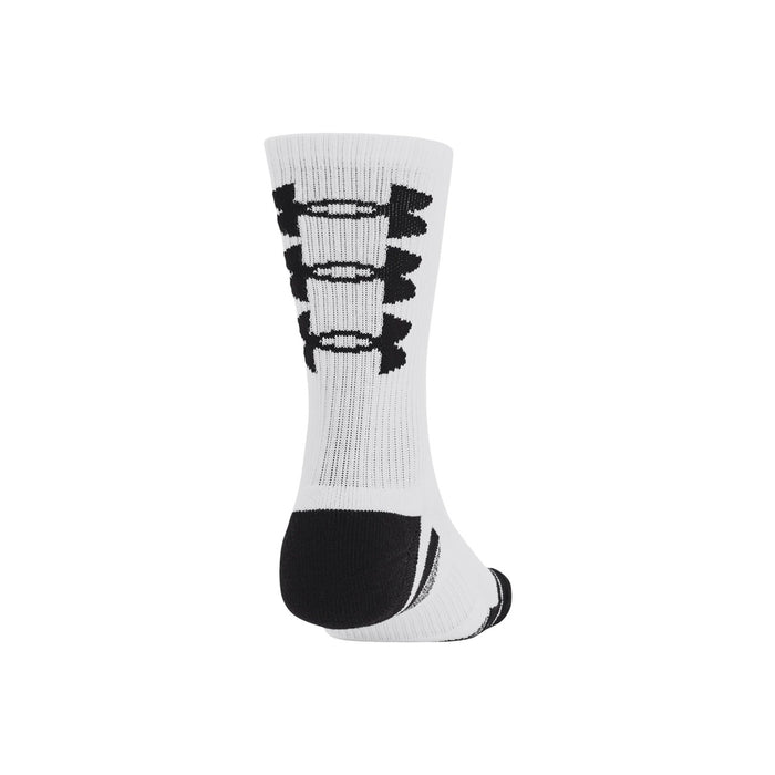 Image 3 : Chaussettes sport Under Armour blanches avec pointe et talon noirs renforcés, vue arrière — Delvale