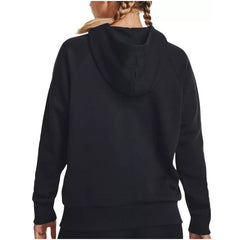 Image 2 : Détail inscription Under Armour script blanche sur manche gauche du sweat noir femme — Delvale