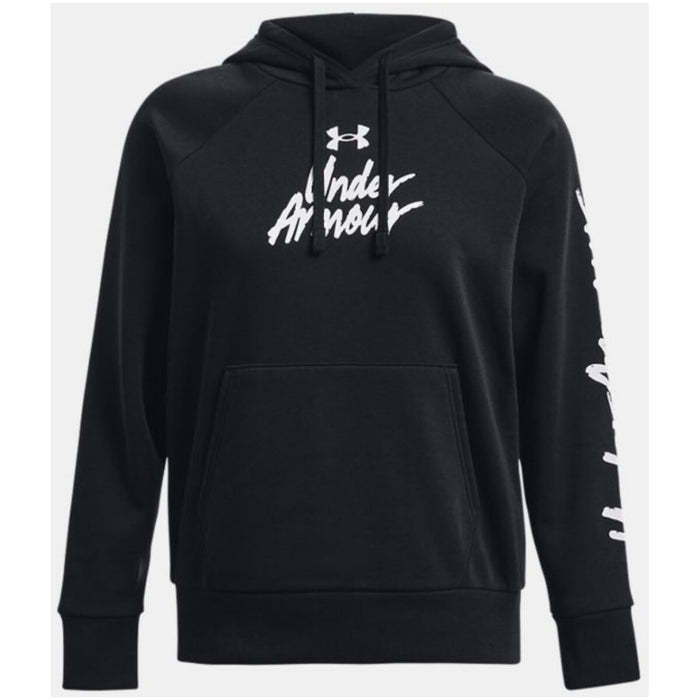 Image 3 : Vue ensemble sweat à capuche Under Armour noir femme avec logo blanc graphique — Delvale