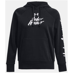 Image 3 : Vue ensemble sweat à capuche Under Armour noir femme avec logo blanc graphique — Delvale