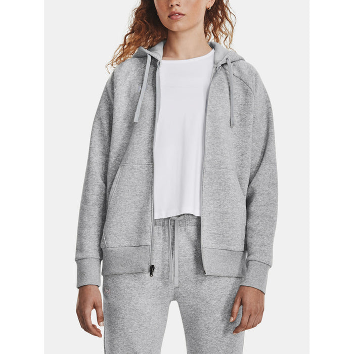 Image 4 : Sweat zippé à capuche Under Armour femme noir, détail de la capuche et finitions premium — Delvale