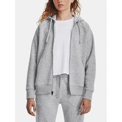 Image 4 : Sweat zippé à capuche Under Armour femme noir, détail de la capuche et finitions premium — Delvale