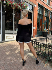 Valley Black Off the Shoulder Ribbed Top