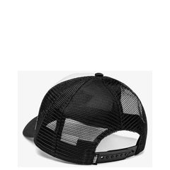 Image 2 : Détail du patch brodé Vans Off The Wall en noir et blanc sur façade de la casquette trucker homme — Delvale