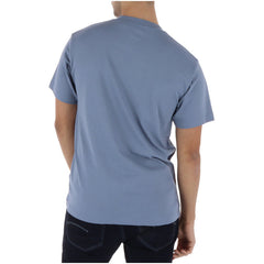 Image 2 : T-shirt Vans homme bleu azur coton, détail encolure ronde — delvale