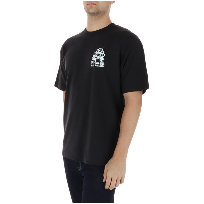 Image 3 : T-shirt homme Vans noir col rond manches courtes, vue dos ou portée — delvale