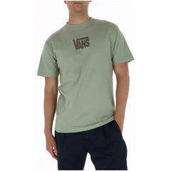 Image 1 : T-shirt homme Vans vert à motif imprimé et col rond, vue de face — delvale