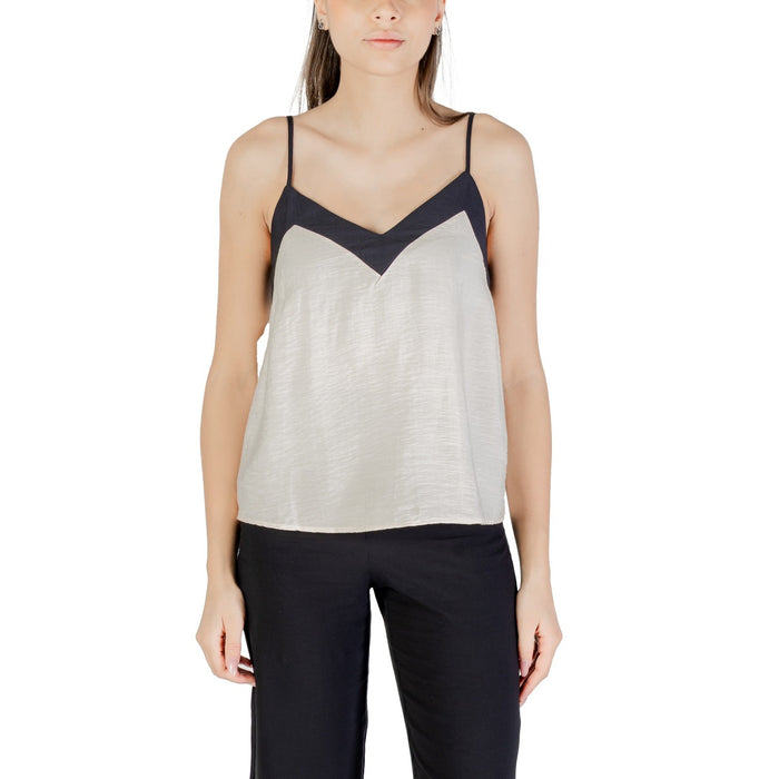 Image 1 : Débardeur Vero Moda femme beige en viscose, vue de face — Delvale