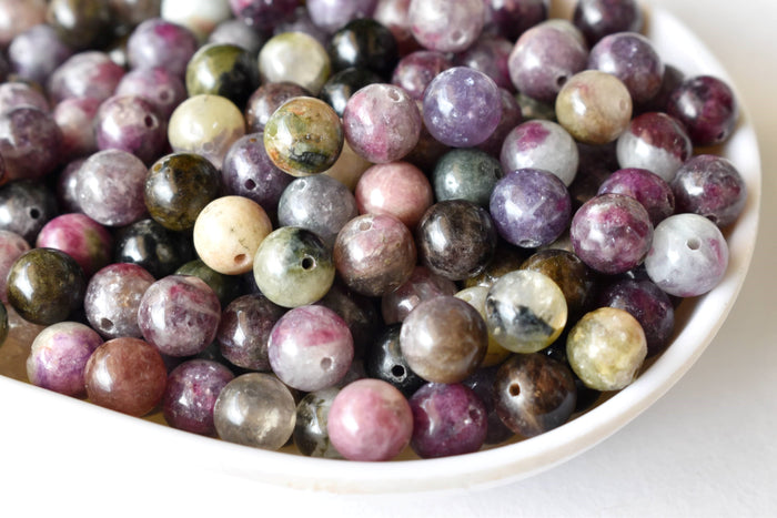 Watermelon Tourmaline Beads, Natural Round Crystal Beads 4mm to 10mm