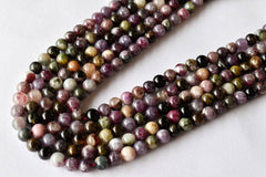 Watermelon Tourmaline Beads, Natural Round Crystal Beads 4mm to 10mm