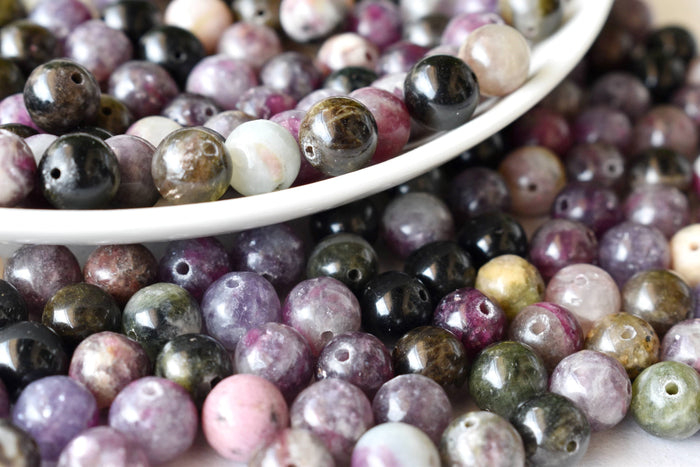 Watermelon Tourmaline Beads, Natural Round Crystal Beads 4mm to 10mm