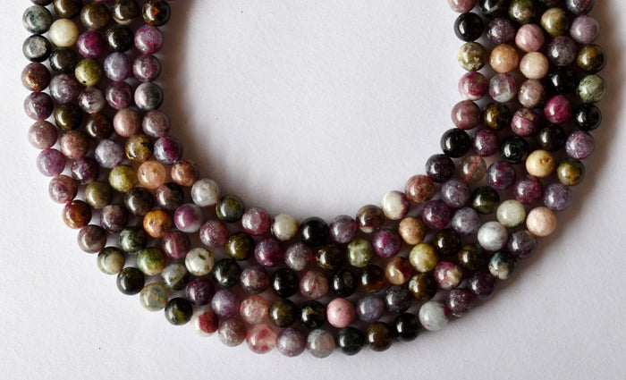 Watermelon Tourmaline Beads, Natural Round Crystal Beads 4mm to 10mm