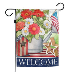 Welcome Floral Patriotic Garden Flag American Flag Stars & Stripes