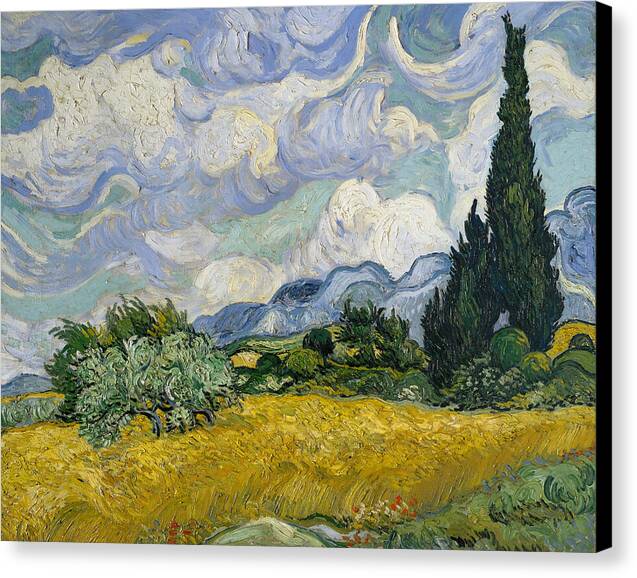 Wheat Field with Cypresses - Canvas Print